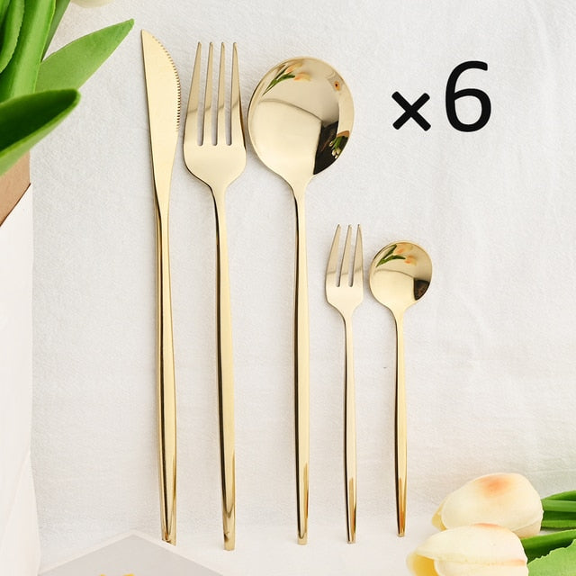 30Pcs Kjøkkenutstyrsett Bestikk Sett Rustfritt Stål Servise | Skanto
