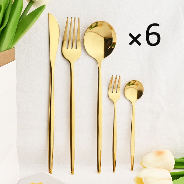 30Pcs Kjøkkenutstyrsett Bestikk Sett Rustfritt Stål Servise | Skanto
