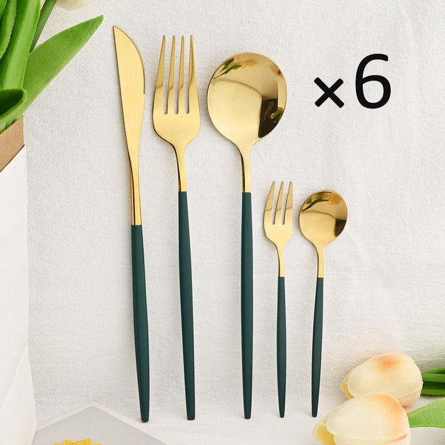 30Pcs Kjøkkenutstyrsett Bestikk Sett Rustfritt Stål Servise | Skanto