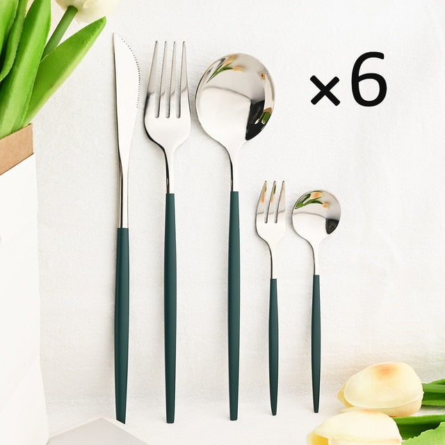 30Pcs Kjøkkenutstyrsett Bestikk Sett Rustfritt Stål Servise | Skanto