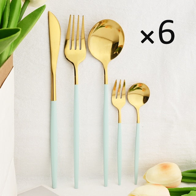 30Pcs Kjøkkenutstyrsett Bestikk Sett Rustfritt Stål Servise | Skanto