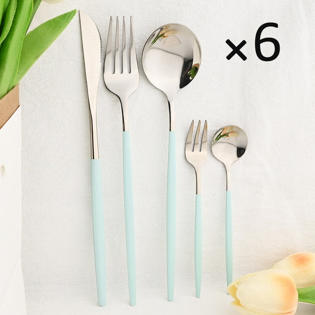 30Pcs Kjøkkenutstyrsett Bestikk Sett Rustfritt Stål Servise | Skanto
