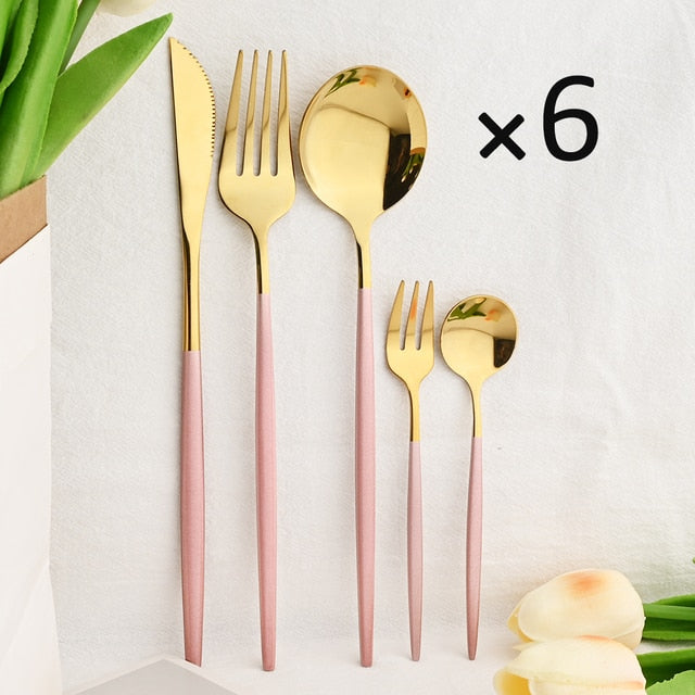 30Pcs Kjøkkenutstyrsett Bestikk Sett Rustfritt Stål Servise | Skanto