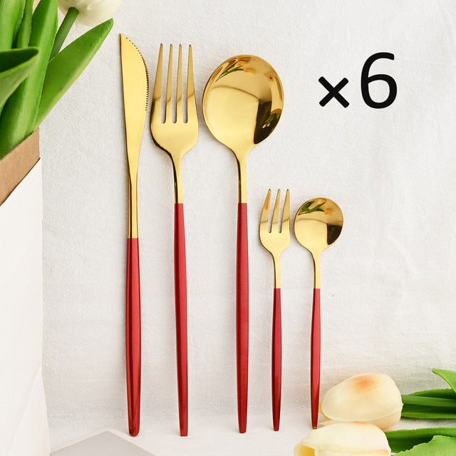 30Pcs Kjøkkenutstyrsett Bestikk Sett Rustfritt Stål Servise | Skanto