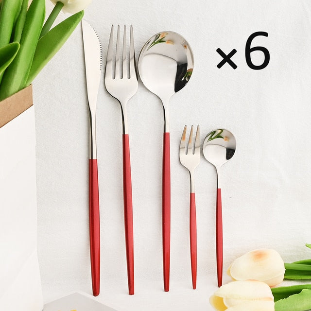 30Pcs Kjøkkenutstyrsett Bestikk Sett Rustfritt Stål Servise | Skanto