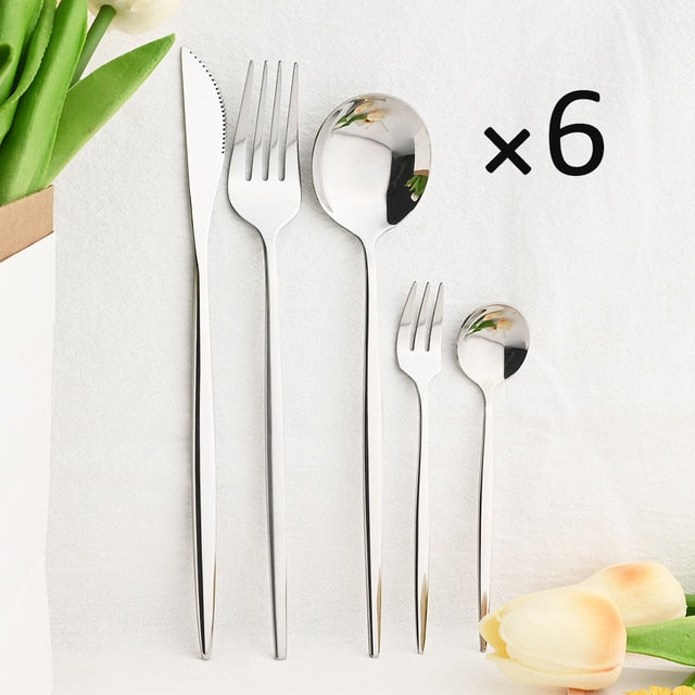 30Pcs Kjøkkenutstyrsett Bestikk Sett Rustfritt Stål Servise | Skanto