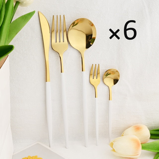 30Pcs Kjøkkenutstyrsett Bestikk Sett Rustfritt Stål Servise | Skanto