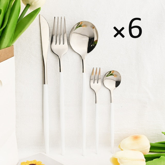 30Pcs Kjøkkenutstyrsett Bestikk Sett Rustfritt Stål Servise | Skanto