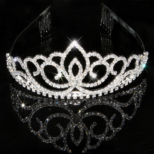 Dame Elegant Strass-Tiaras med blomsterdesign Skanto