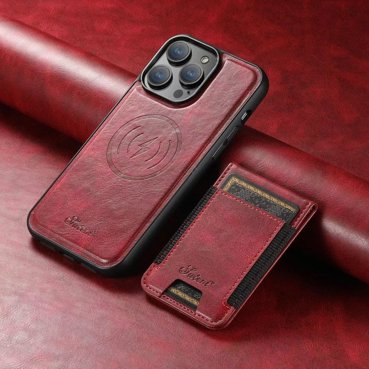 LuxCase lærveske med kortlomme og stativ – Passer for iPhone | Skanto