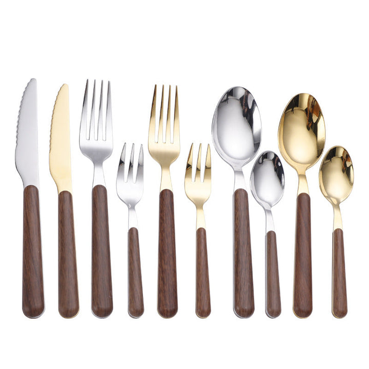 Skanto | Stål Flatware Set med Trehåndtak