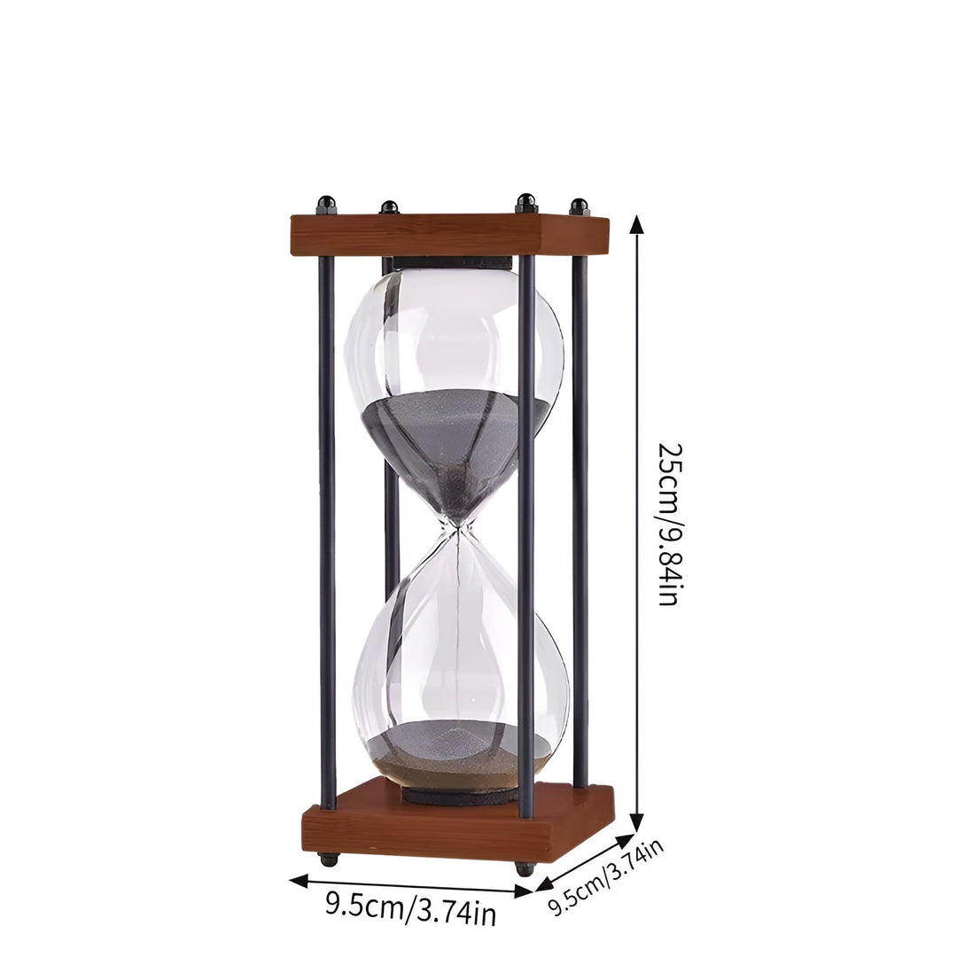 Gratis 60-minutters timeglass – Kreativ Dekorativ Retro Design i Svart | Metallramme med Ripebestandig Bunn | Skanto