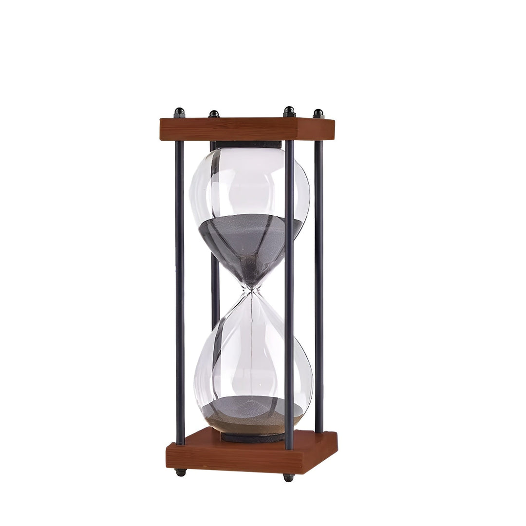 Gratis 60-minutters timeglass – Kreativ Dekorativ Retro Design i Svart | Metallramme med Ripebestandig Bunn | Skanto