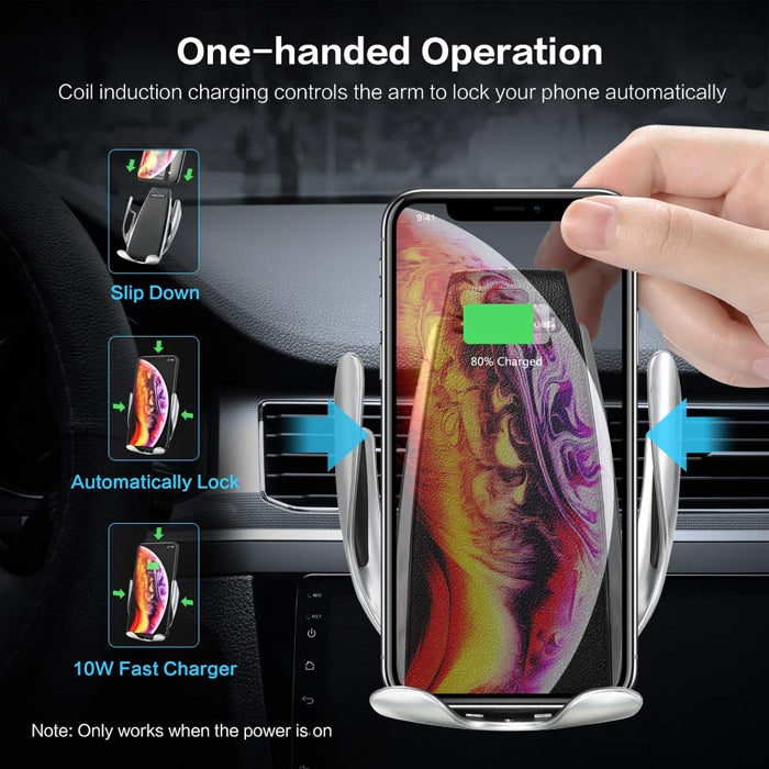 Trådløs automatisk mobil lader og holder for bilen | Skanto