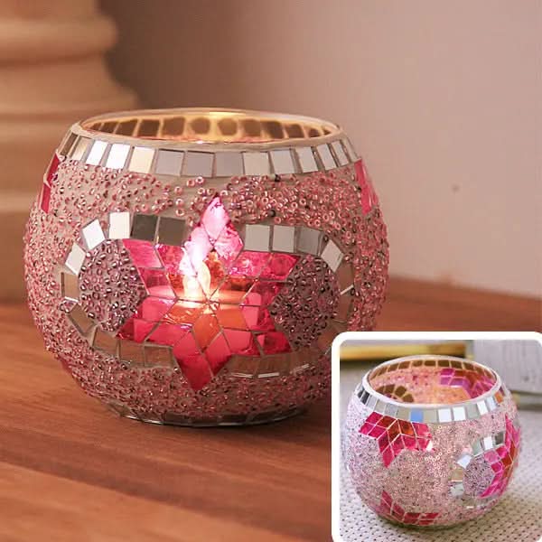 Skanto | Mosaikkglass lysestake for hjemmedekor