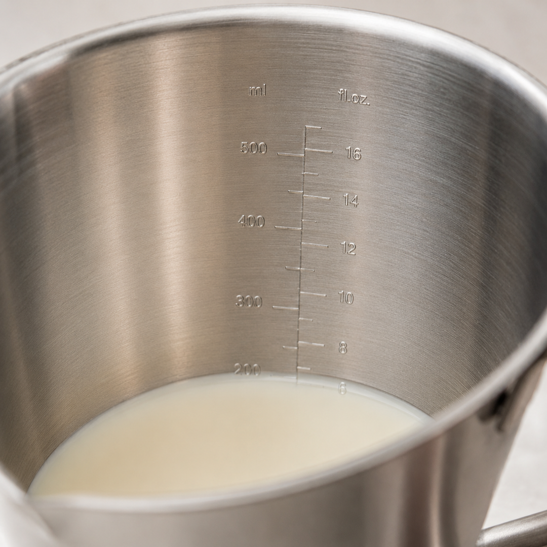 Målebeger rustfritt stål 0,5 L med intern merking | Skanto