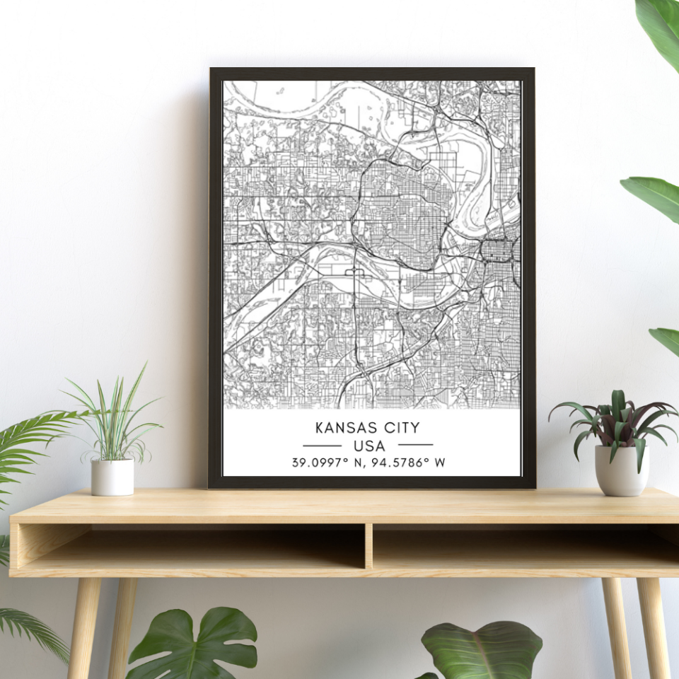 Kansas City Kart - Lerret Veggkunst Maling
