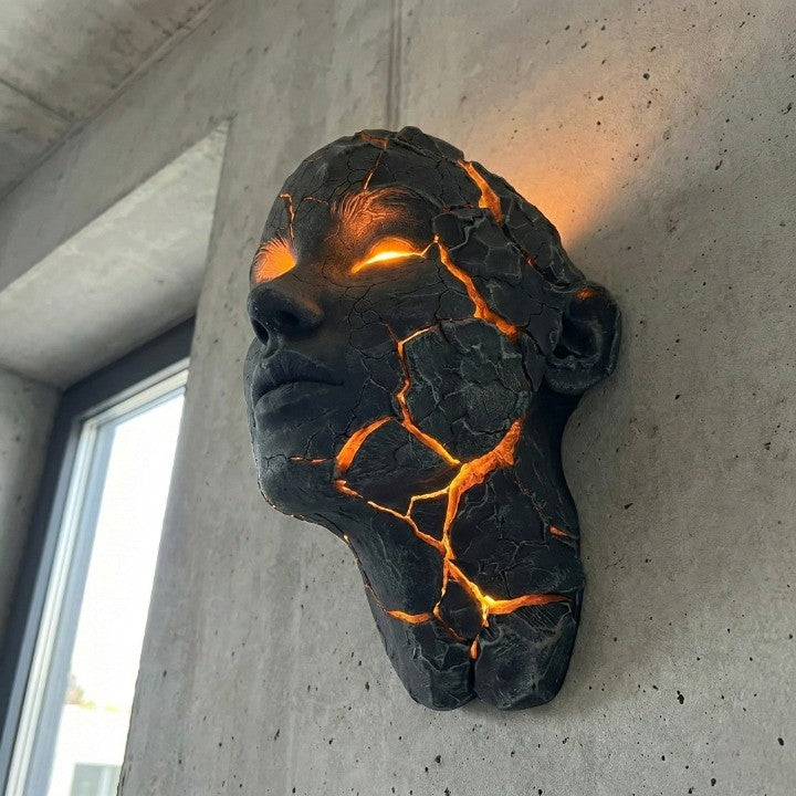 Vulkanisk Ansikt Lava Sprekk Veggkunstlampe | Skanto