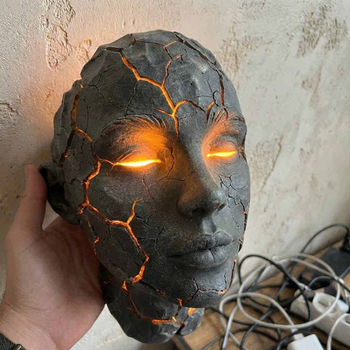 Vulkanisk Ansikt Lava Sprekk Veggkunstlampe | Skanto