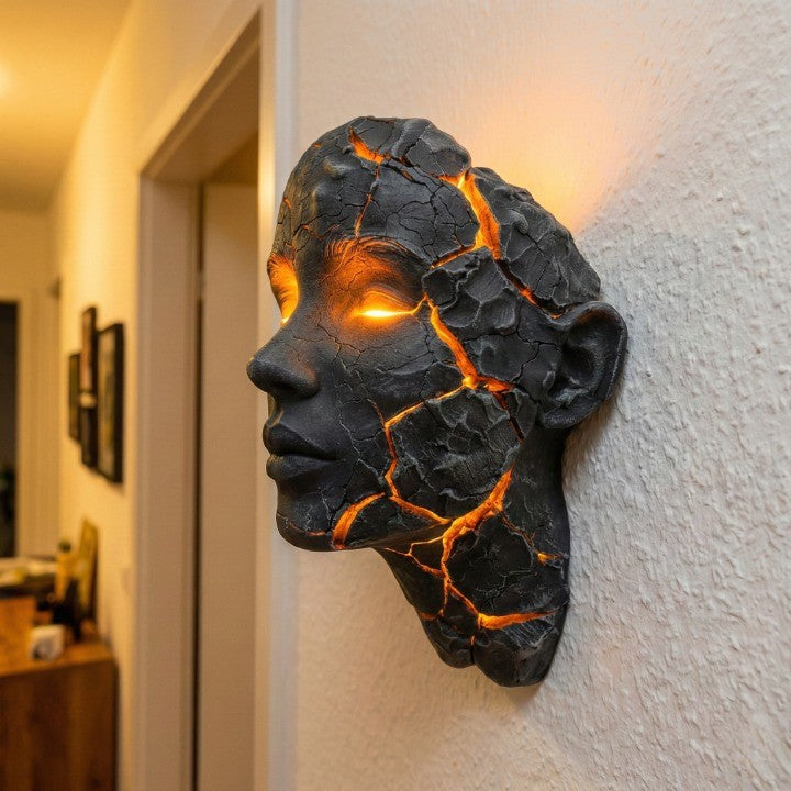 Vulkanisk Ansikt Lava Sprekk Veggkunstlampe | Skanto