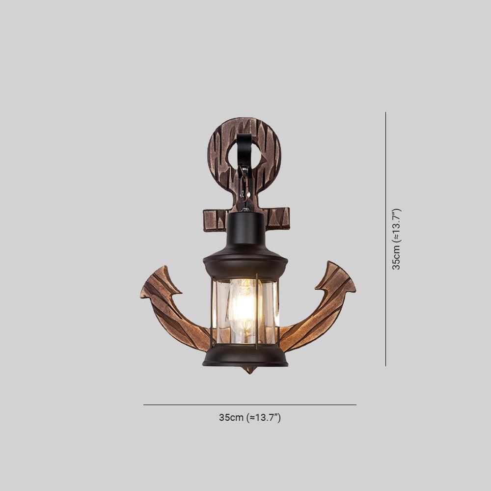 Skanto | Rustikk Tre Anker Vegglampe med Lantern