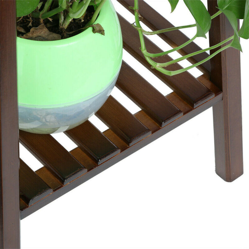 Skanto | 2 Tier Høy Plante Stativ Pottholder Lite Rom Bord Hage Blomsterpotte Brun