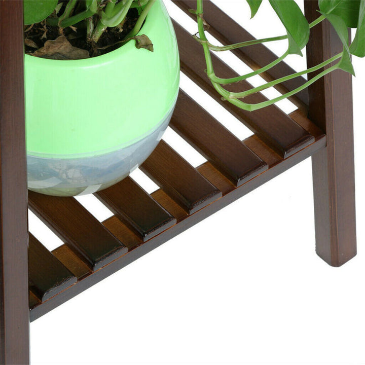 Skanto | 2 Tier Høy Plante Stativ Pottholder Lite Rom Bord Hage Blomsterpotte Brun