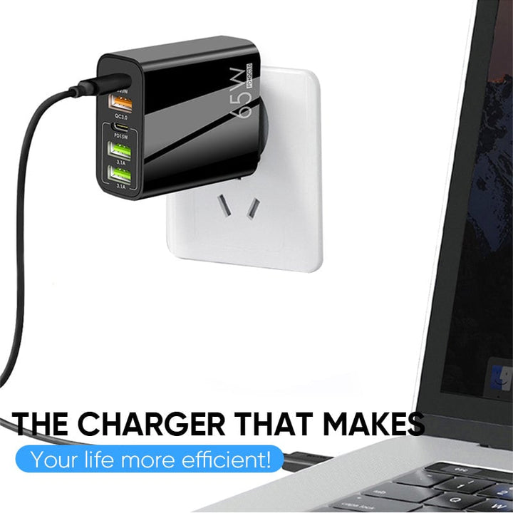 Multi Port Adapter 65W Hurtiglader - US Standard | Skanto