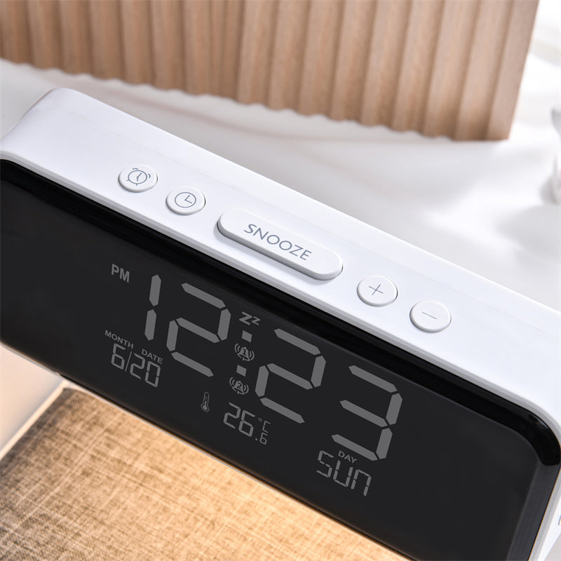 3-i-1 Nattbordlampe Lader Klokke | Skanto
