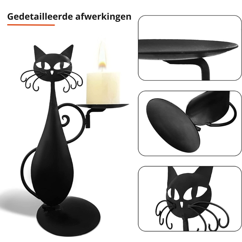 Midnight Panther - Mystisk svart kattelysholder Skanto