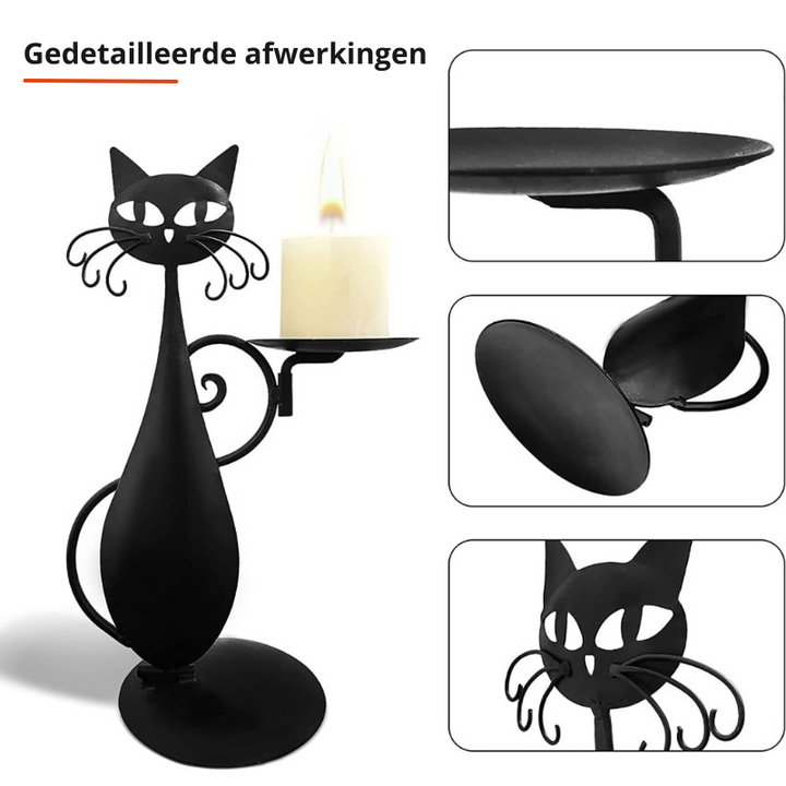 Midnight Panther - Mystisk svart kattelysholder Skanto