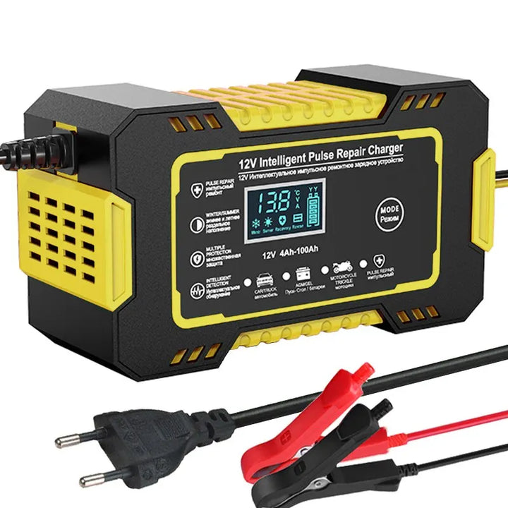 Skanto | 12V 6A Smart Bilen Batterilader | Pulse Reparasjon, LCD Skjerm & Hurtiglading for AGM, Gel & Blysyrebatterier