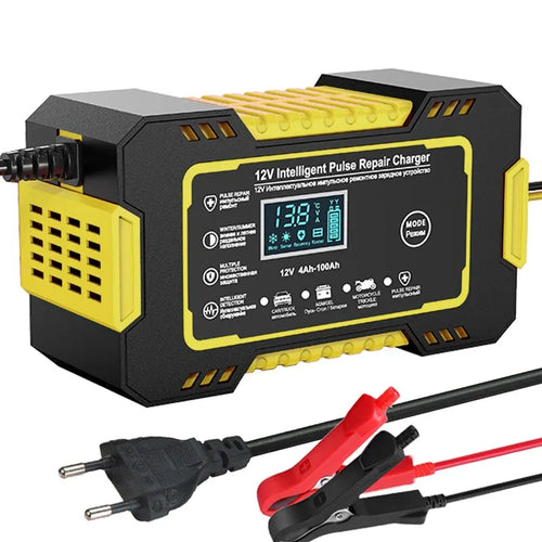 Skanto | 12V 6A Smart Bilen Batterilader | Pulse Reparasjon, LCD Skjerm & Hurtiglading for AGM, Gel & Blysyrebatterier