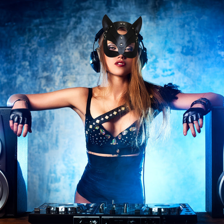 Halloween-Kostümaccessoires for Damen aus Kunstleder | Katzenmasken-Handschuhe