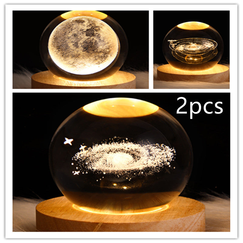 3D Galaxy Crystal Ball LED Nattlys | Skanto
