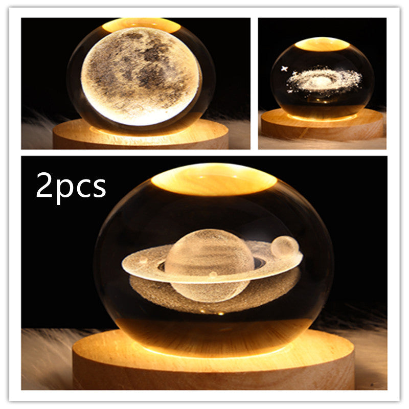 3D Galaxy Crystal Ball LED Nattlys | Skanto