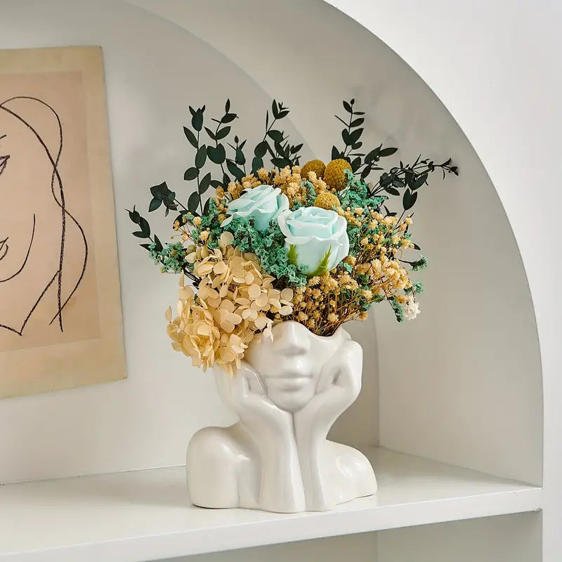 "Unik og Moderne Keramikkvase, Dekorativ Blomsterkruvase for Stue og Kontor" | Skanto