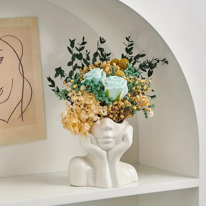 "Unik og Moderne Keramikkvase, Dekorativ Blomsterkruvase for Stue og Kontor" | Skanto