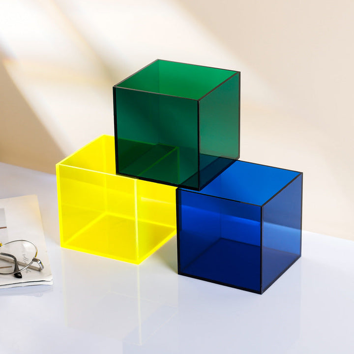Gjennomsiktig fargeakrylbox støvbeskyttelse Lego integrert modell hånddisplay lagringsboks