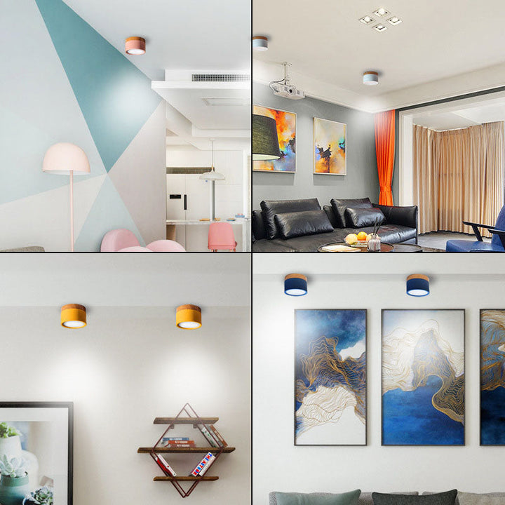 Ming-montert Downlight Macaron LED-Downlight 12W trefiber variabel lys veranda gang soverom
