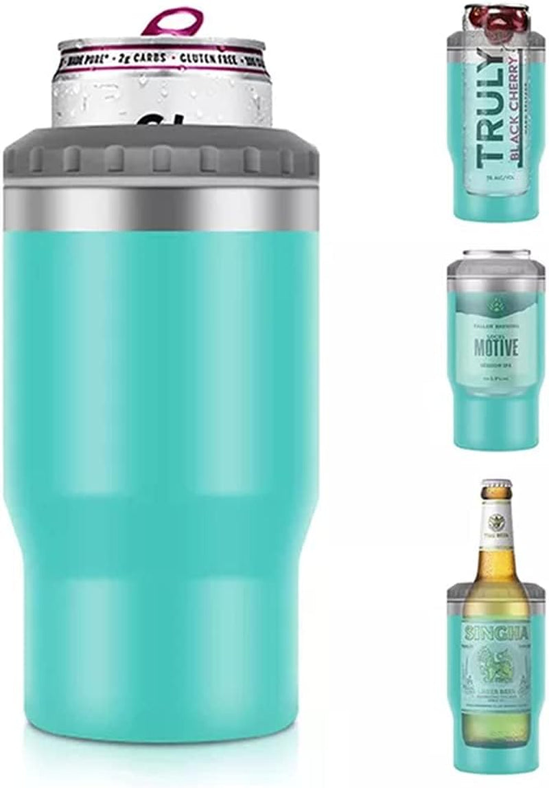 Skanto | 4 i 1 rustfritt stål boks/flaske isolator, 14Oz toveis lokk SUS isolert boks kjøler, ølboksholder (Svart)