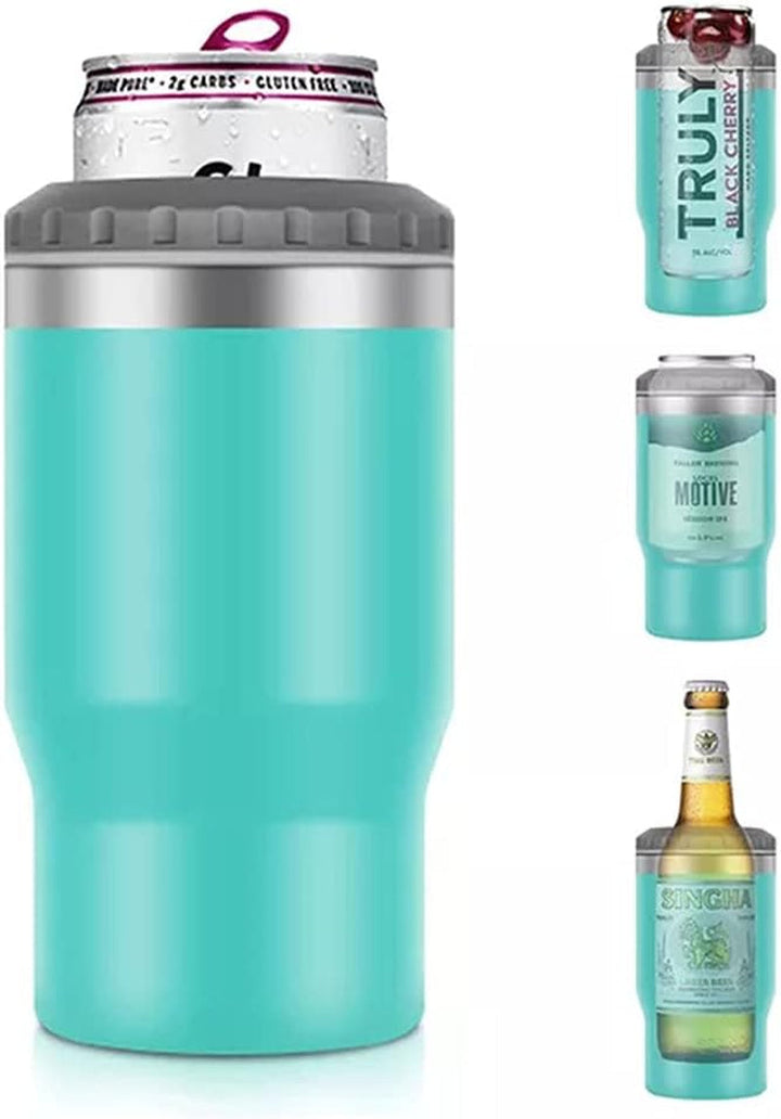 Skanto | 4 i 1 rustfritt stål boks/flaske isolator, 14Oz toveis lokk SUS isolert boks kjøler, ølboksholder (Svart)