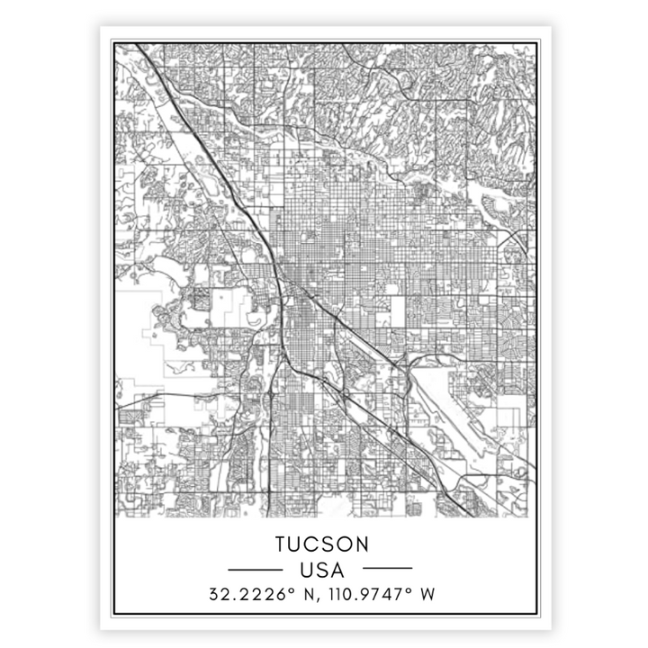 Kart over Tucson – Lerretsbilde