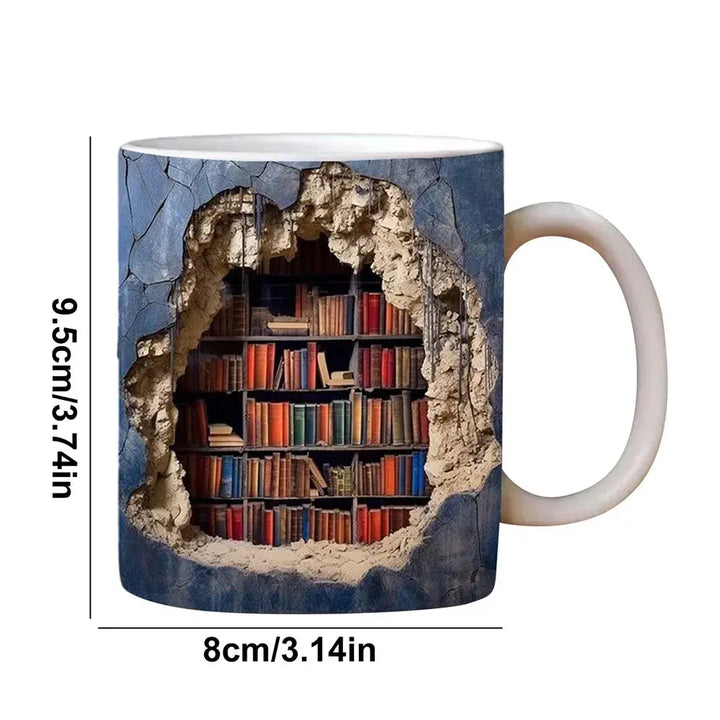 Bücherregal-Tasse – 3D-Keramik-Kaffeebecher for Bücherliebhaber