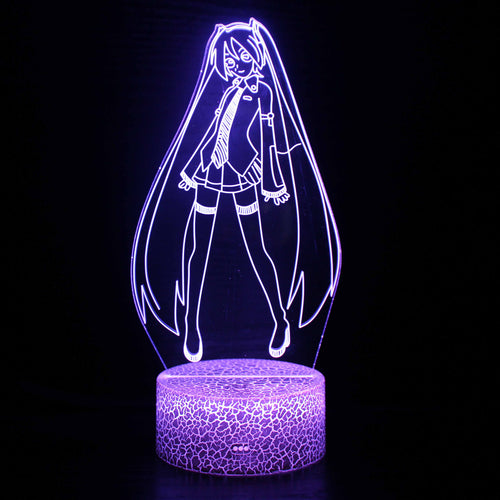 Skanto | Hatsune Miku Søt Lang Hår Anime Tegneserie Optisk Illusjon Lampe