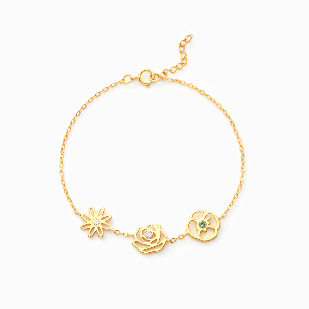Skanto | Delikat Fødselsblomst & Fødselsstein Armbånd