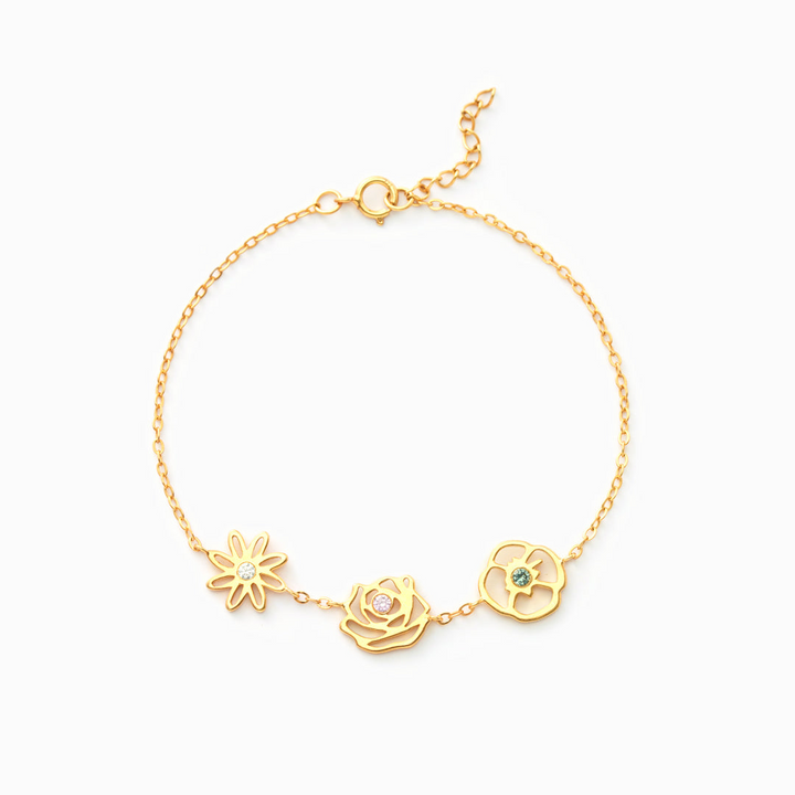 Skanto | Delikat Fødselsblomst & Fødselsstein Armbånd