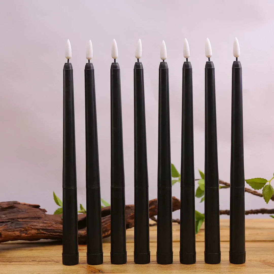 Skanto | 3 deler svarte LED lys med flimrende flamme