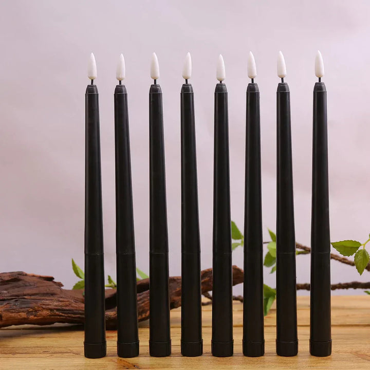 Skanto | 3 deler svarte LED lys med flimrende flamme