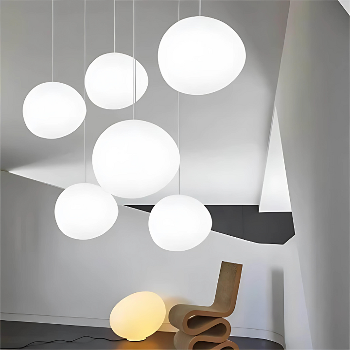 Skanto | GloStone | Elegant Glass Pebble Pendant Light